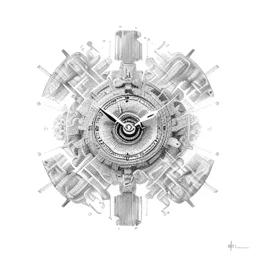 Two Hands One Human One Bones Touching The Tips And In Between Them Is A Round Clock