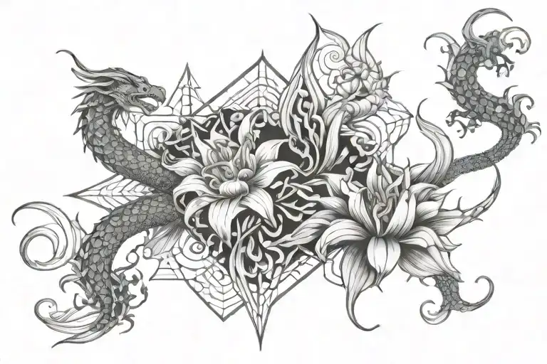 Two Dragons And A Spider Lilly Flower