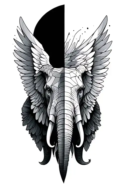 Half Elephant Half Angel Wing