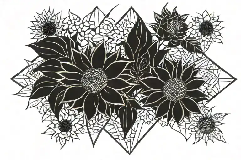 Sunflowers With Blossom Written Through Them