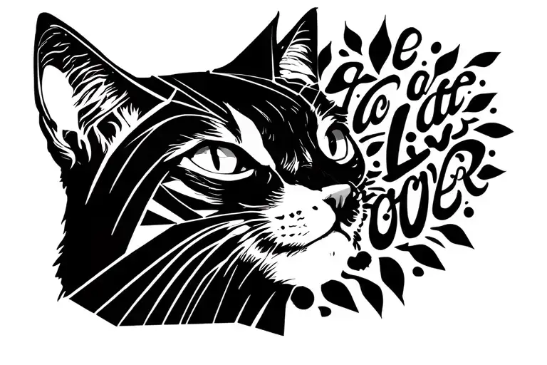 Cat's Head With The Inscription Text - To Be A Cat Live Forever
