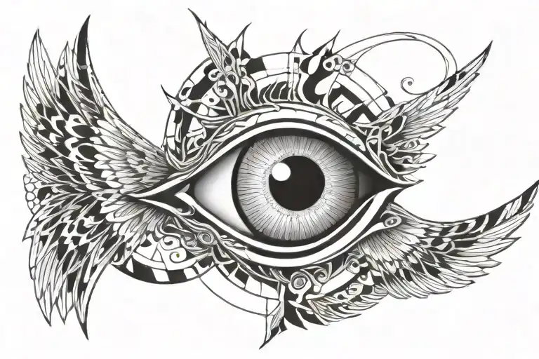 Symmetrical Seraphim Eye With 6 Wings Spread Wide