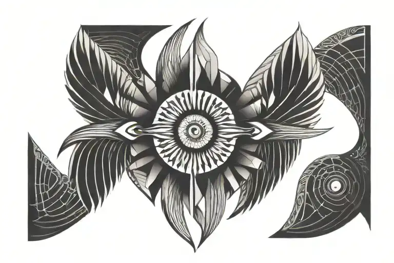 Symmetrical Seraphim Eye With 6 Wings Spread Wide