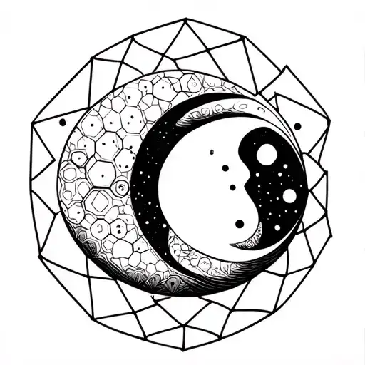 Minimalistic Moon Builded With Hexagons