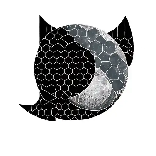 Minimalistic Moon Builded With Hexagons