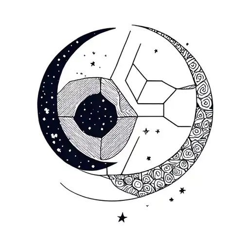 Minimalistic Moon Builded With Hexagons