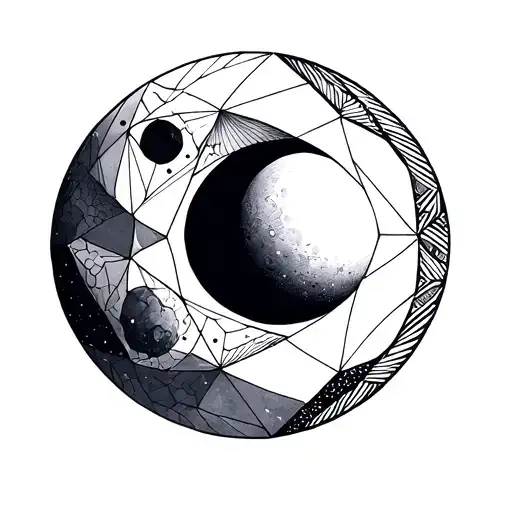 Minimalistic Moon Builded With Hexagons