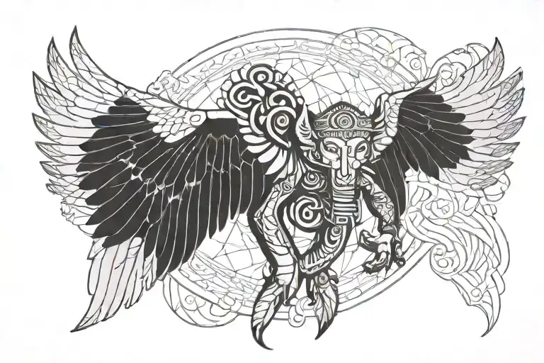 Wings Tattoo With Hanuman Chalisa Written In Dna