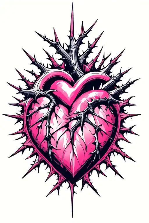 Pink With Thorns And Heart