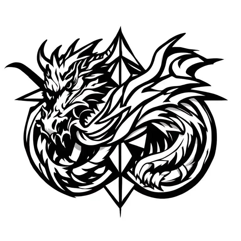 Viking Symbol For Life With A Dragon And Compas