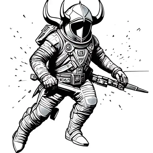 Viking In Spacesuit Drifting