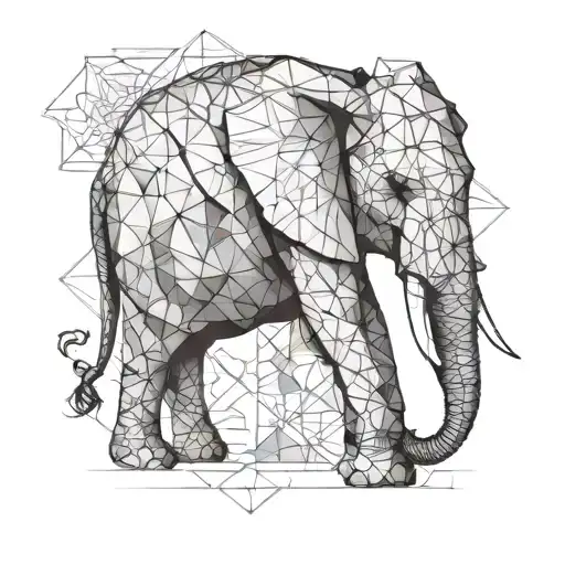 Half Realistic Side Portrait Elephant Tatto