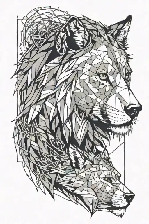 Wolf And Lion Head Patience And Power Lines