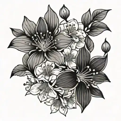 Jasmine And Cherry Blossom Flowers Side By Side View