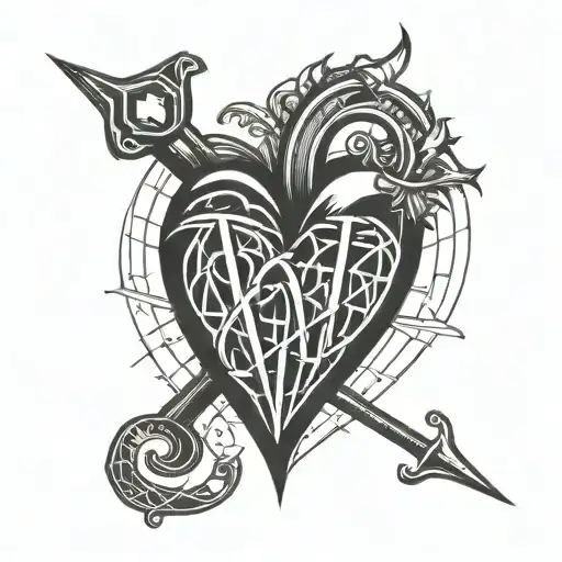 Heart With 2 V Letters V