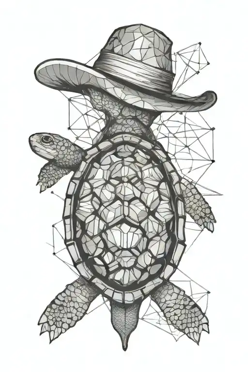 See Turtle Traveling With A Hat And Lugage