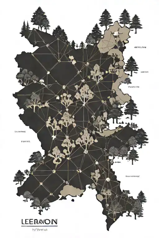 Map Of Lebanon Including Cedar Tree