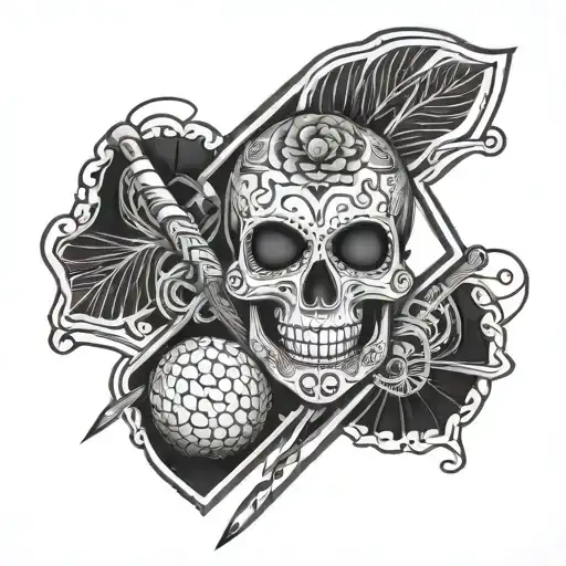 Sugar Skull Hockey And Golf Theme Arm Sleeve