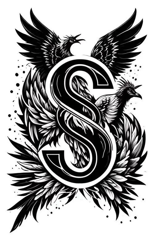 Alphabet S With Pheonix Wings