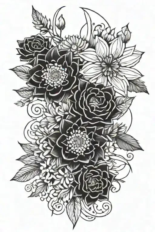 Rose Daisy Aster Larkspur Flower Intertwined