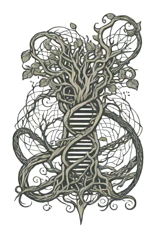 Dna Strand Converting Into Tree Roots Squeezin Around A Heart