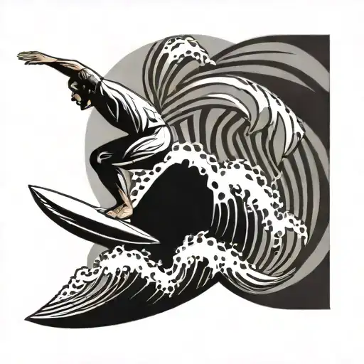 Surfer Riding A Wave