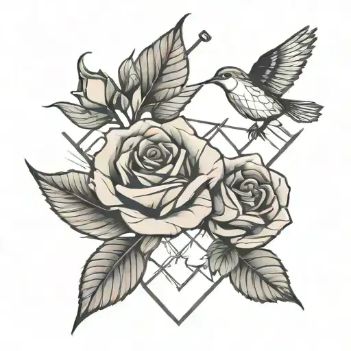 Rose And Bird Flying Away