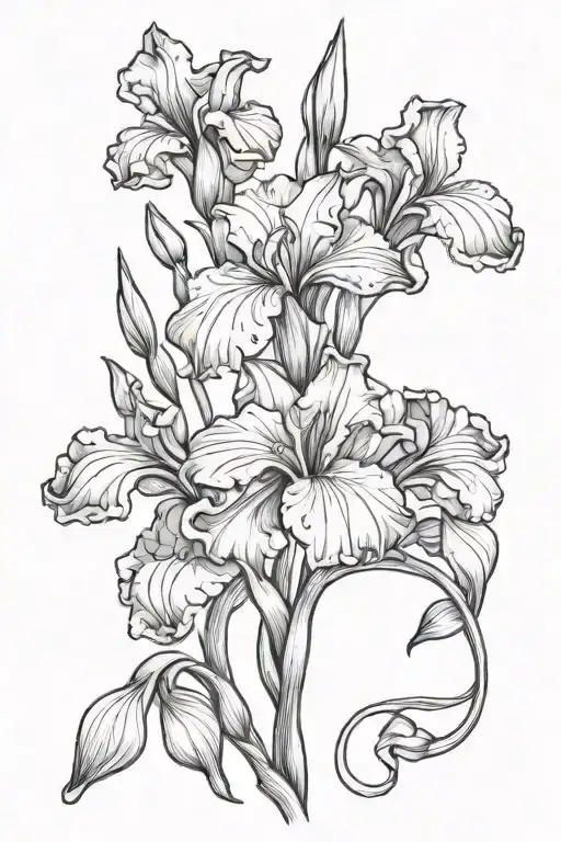 Iris And Gladiolus Flower Bouquet Blooming