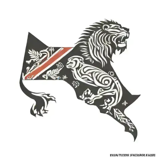 New Zealand Flag With African Lion