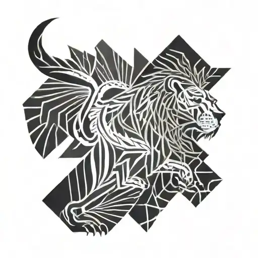 New Zealand Flag With African Lion Surrounded