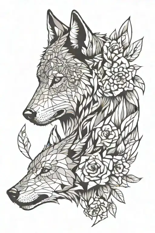 Wolf With Flowers