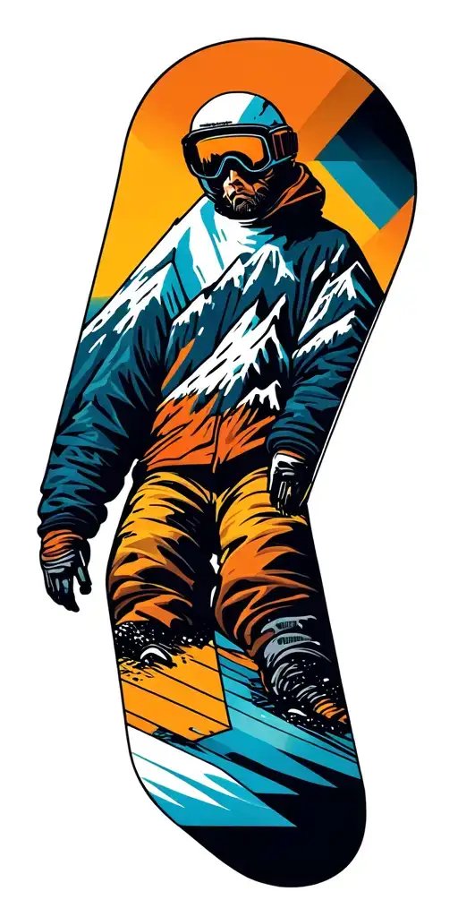 Snowboard And Mountain