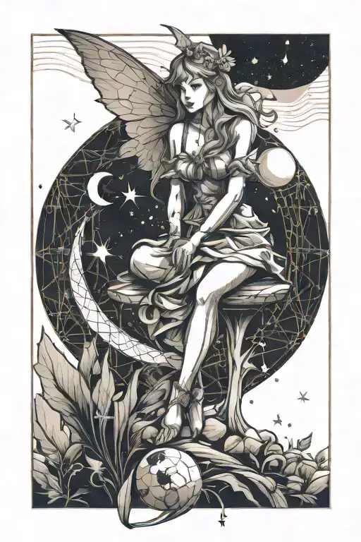 Fairy Sitting On Moon