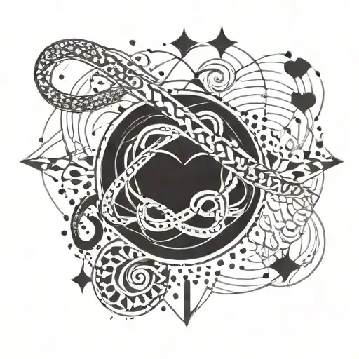 An Infinity Sign With Hearts And Stars In The Infinity Sign Line