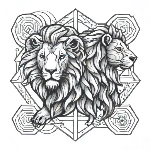 Aries And Lion Tattoo Design