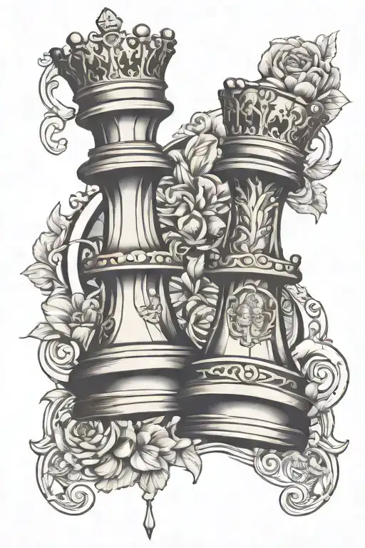 King And Queen Chess Piece 5 Blossoms