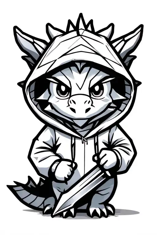 Cute Dragon Wearing A Hoodie Holding A Sythe
