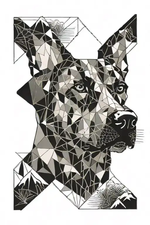 Geometric With Dog Print And Mountain