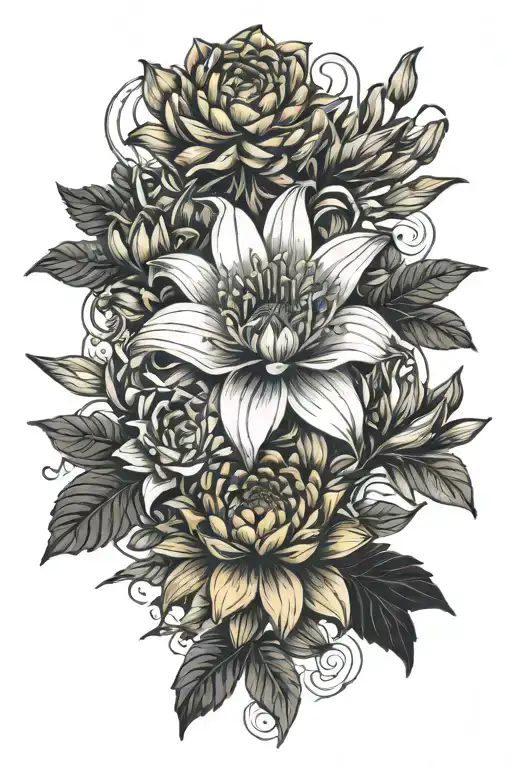 Lilies Chrysanthemums And Roses Fall Into