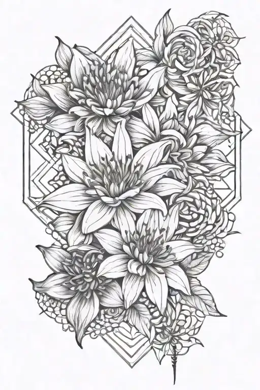Lilies Chrysanthemums And Roses
