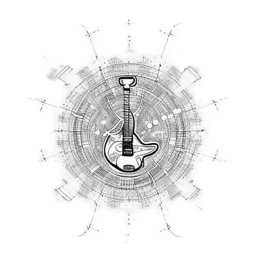 A Silhouette Of A Guitarist Surrounded By A Cosmic Background