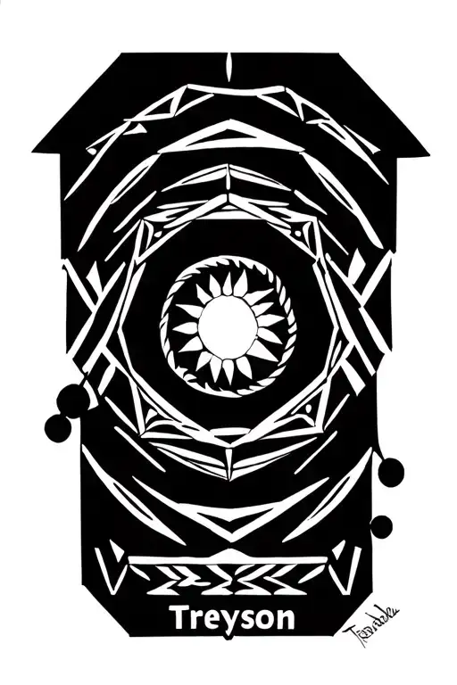 Geometric Native American Sun Tattoo With Name Treyson Incorporated