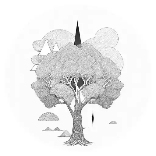 A Serene Landscape With A Hidden Hourglass Tucked Within The Trees