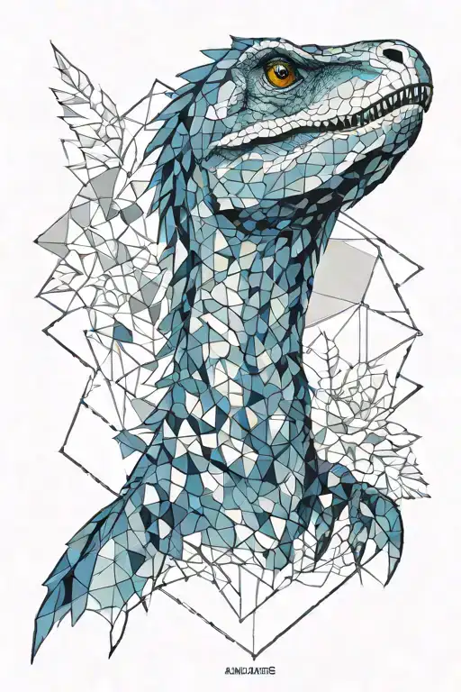 Blue The Velociraptor With Watercolors