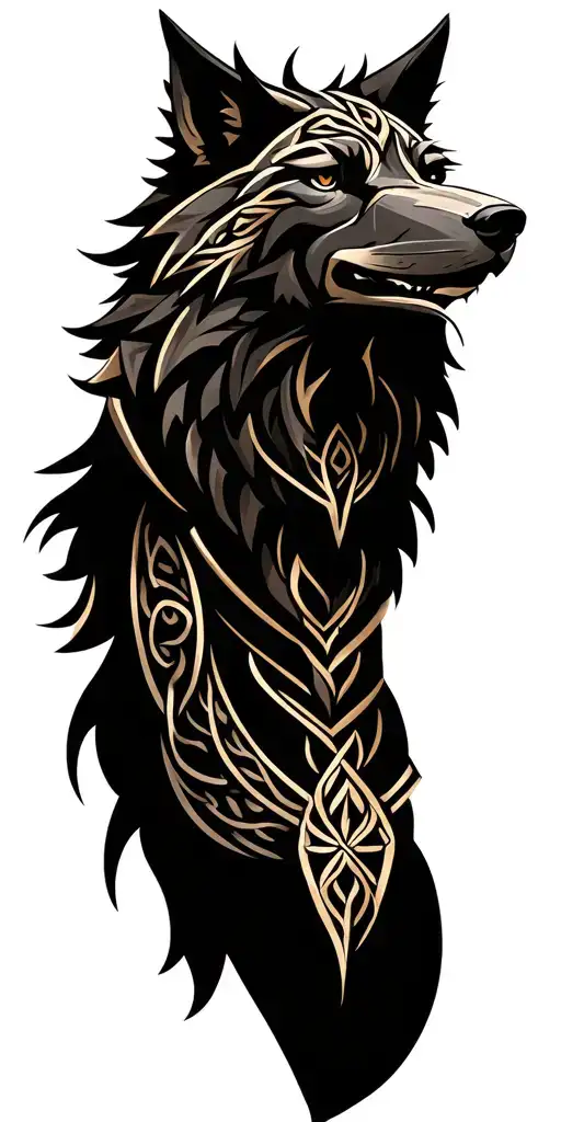 Celtic Wolf Surrounded By Armor