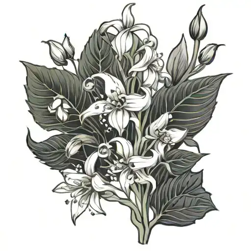 Lilly Of The Valley Flower Intertwined With Poppy Flower