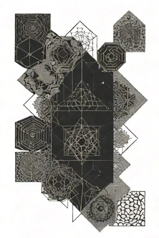Geo Patterns In Dotwork Featuring Mathematical Symbols