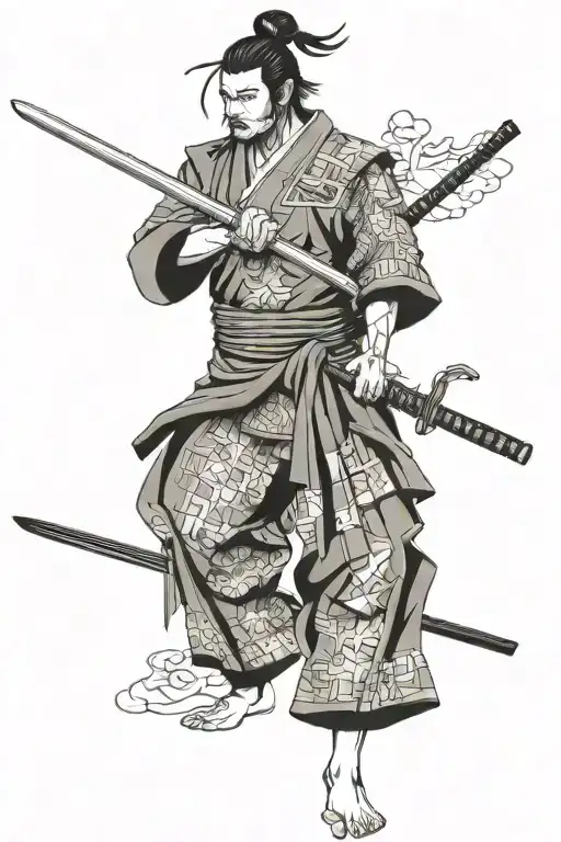 Samurai And Kaizen Japanese Characters Combined