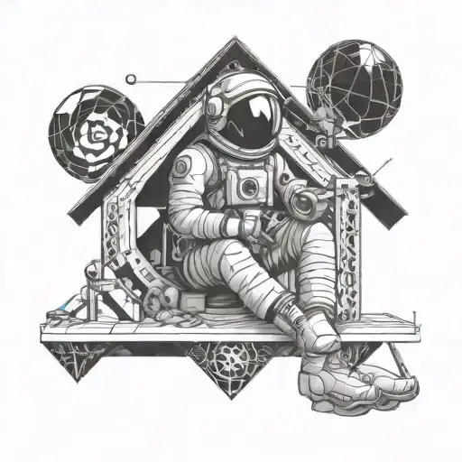 Astronaut Sitting On A House