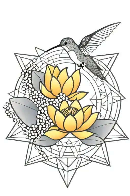 Lotus Wreath With Hummingbird Nest In The Middle